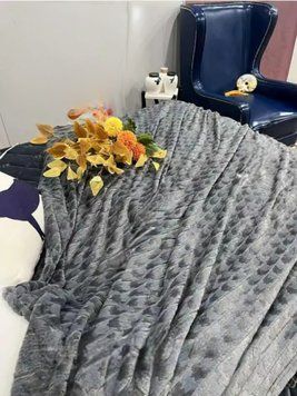 "Houndstooth" throw blanket, graphite, velsoft, euro size