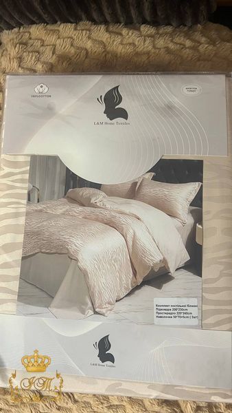 MT5-L Постільна білизна L&M Home №4, золотаво-бежевий жаккард-сатин, двоспальний комплект MT5-L-04-d фото