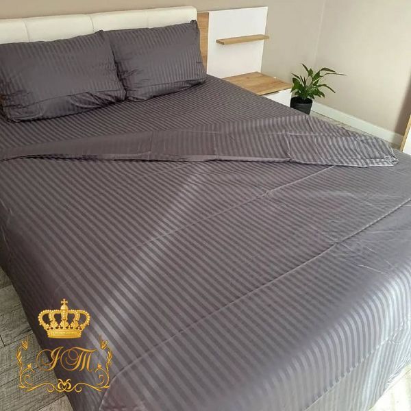 Graphite Stripes Satin Bedding Set No13 Primăvara, Euro Size