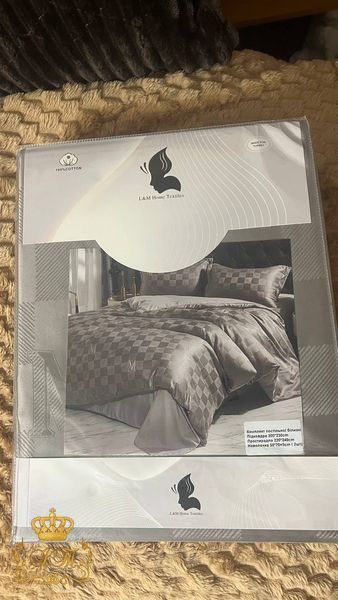MT5-L Постільна білизна L&M Home №6, графіт жаккард-сатин, двоспальний комплект MT5-L-06-d фото