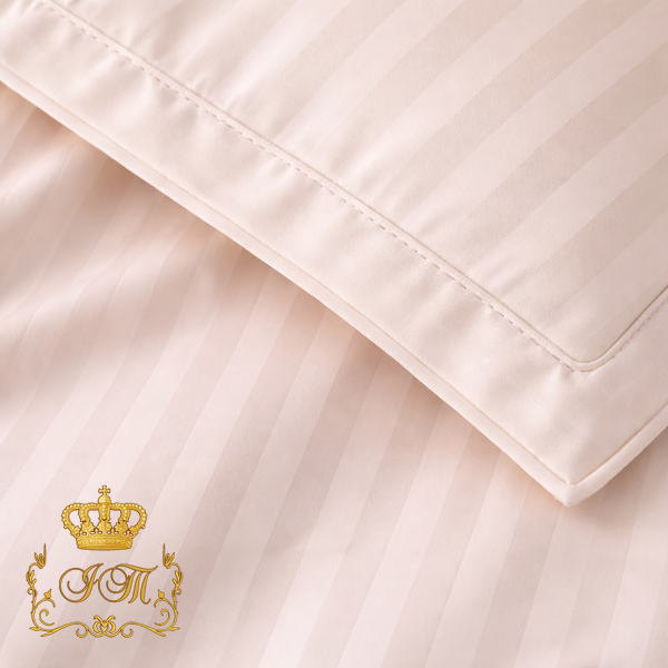 Cappuccino Stripes Satin Bedding Set No3 Primăvara, Double Size