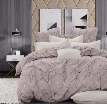 Abstraction Bedding Set made of Gold Calico, Euro Set