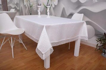 Скатертина з тефлоновим покриттям, біла, 150х220 см, Угорщина TC-08 фото