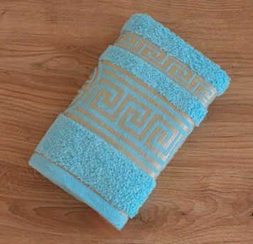 Медальон Versace, банное полотенце, 70&times;140 см, махра, голубой, Китай BT-T-52 фото