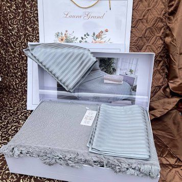 copy_Laura Grand Bedding Set with Waffle Coverlet, Euro Size, Mint