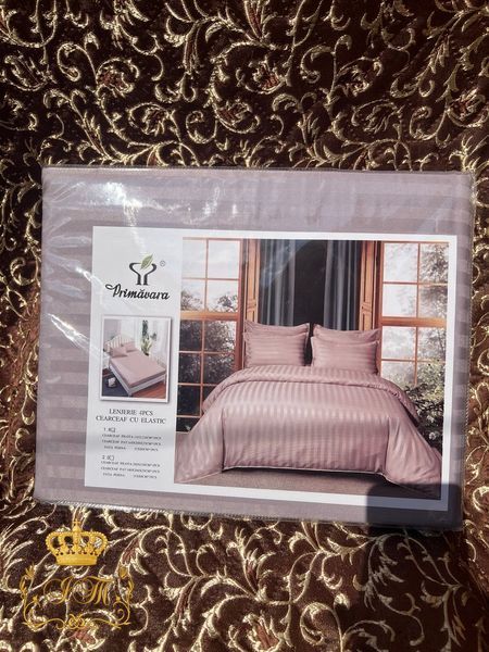 Mocha Stripes Satin Bedding Set No16 Primăvara, Double Size