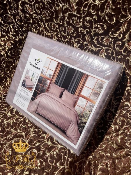 Mocha Stripes Satin Bedding Set No16 Primăvara, Double Size