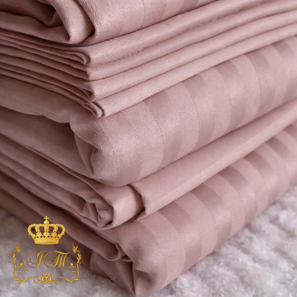 Mocha Stripes Satin Bedding Set No16 Primăvara, Double Size