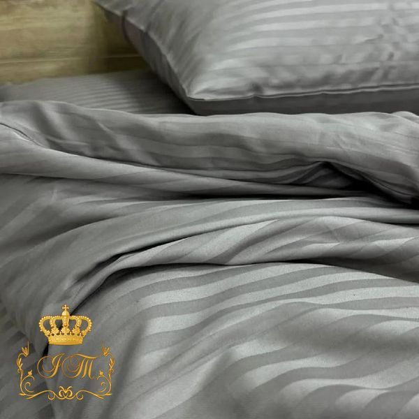 Grey Stripes Satin Family Bedding Set No4 Primăvara