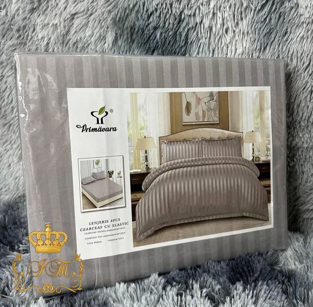 Grey Stripes Satin Family Bedding Set No4 Primăvara