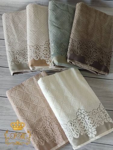 Рушник для обличчя BEKI Ромб 50&times;90 см &ndash; велюровий жаккард, 100% бавовна, Узбекистан FT-T-17 фото