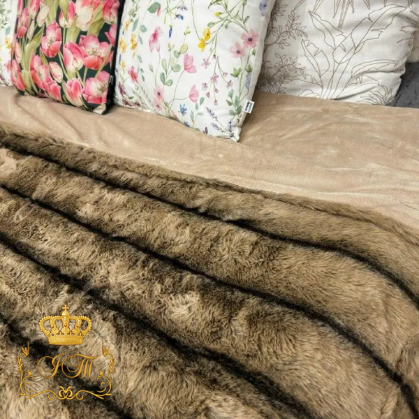 Faux Fur Blanket "Sable" №2, Beige