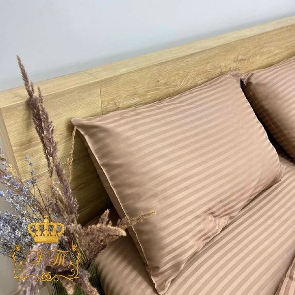 Cappuccino Stripes Satin Bedding Set No2 Primăvara, Double Size