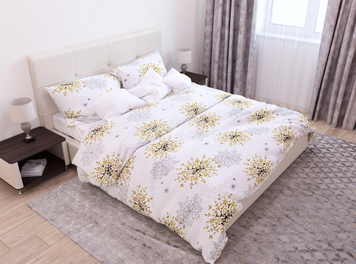 Flower Bedding Set made of Gold Calico, Family Set
