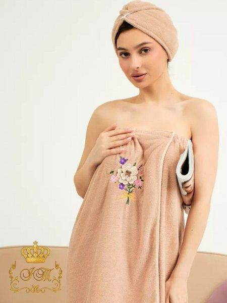 Women's sauna set "Bouquet", bej