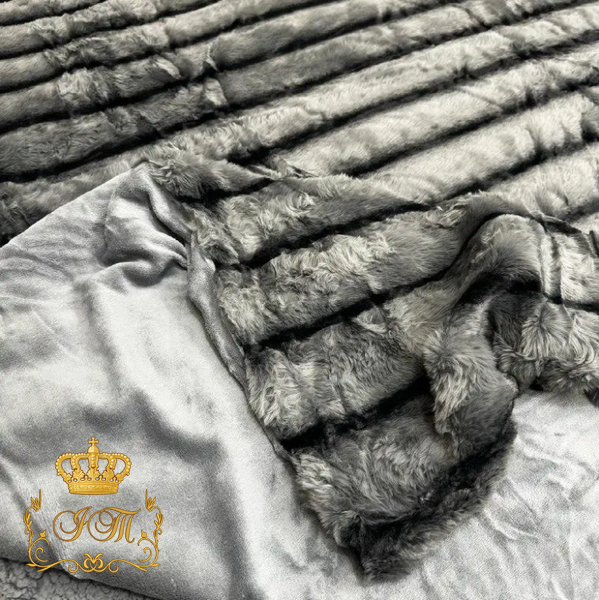 Faux Fur Blanket "Sable" №3, Graphite