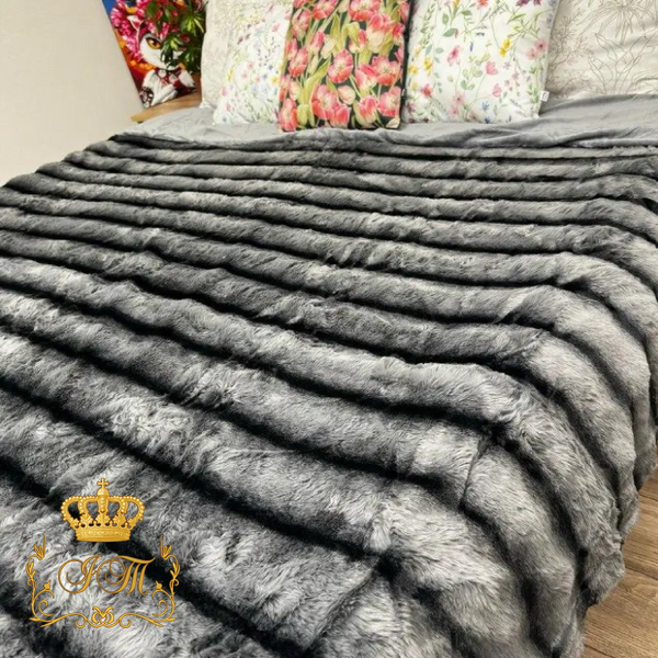 Faux Fur Blanket "Sable" №3, Graphite