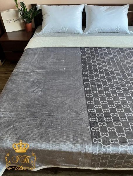 Branded Velour Blanket with Sheepskin Lining, Euro Size