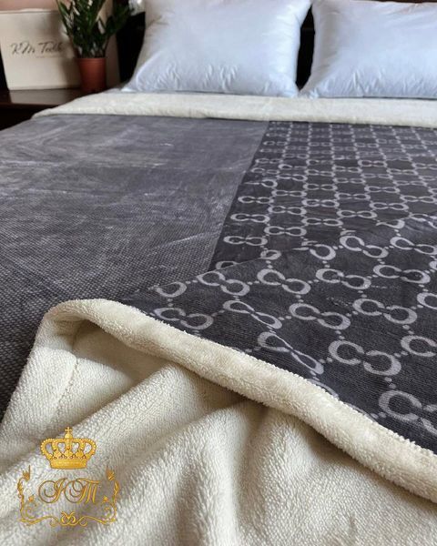 Branded Velour Blanket with Sheepskin Lining, Euro Size