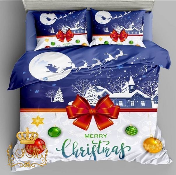 Bedding set "Merry Christmas", Flannel, Euro Size