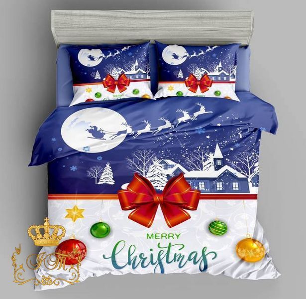 Bedding set "Merry Christmas", Flannel, Euro Size
