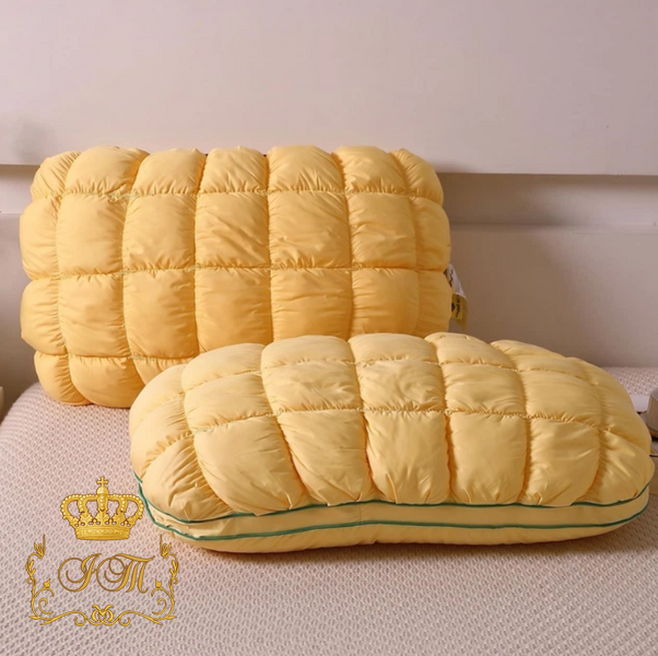 Dual-Chamber Pillow &ldquo;Pineapple Bun / Marshmallow&rdquo;, Yellow, 48&times;74 cm, Koloco