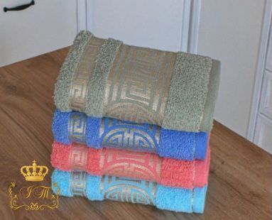 Versace Medallion, Face Towel, 50&times;100 cm, Terry Fabric, Light Blue, China