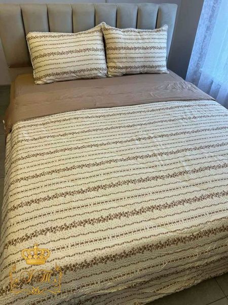 Koloco Bedding Set with Laced Summer Quilt No.3, Crinkled Muslin, Euro Size