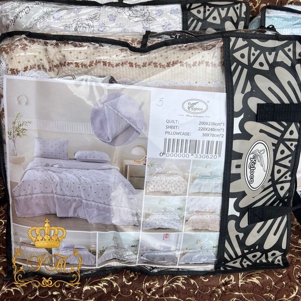 Koloco Bedding Set with Laced Summer Quilt No.3, Crinkled Muslin, Euro Size
