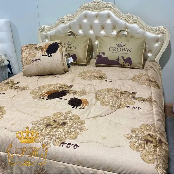 Camel Wool Blanket with Crystals, Euro Size