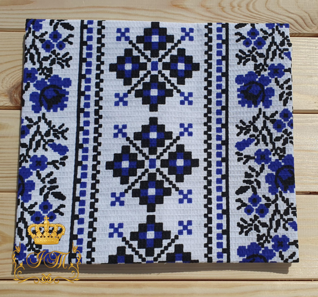 Vyshyvanka, Kitchen Towel, Waffle fabric, blue, 35&times;70 cm