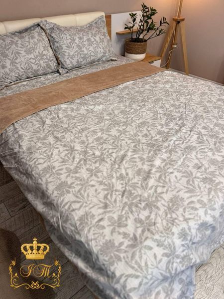 Bedding set combining velour and flannel, euro size