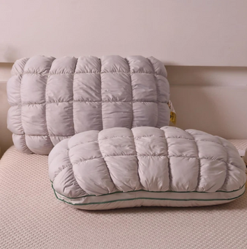 Dual-Chamber Pillow &ldquo;Pineapple Bun / Marshmallow&rdquo;, Grey, 48&times;74 cm, Koloco