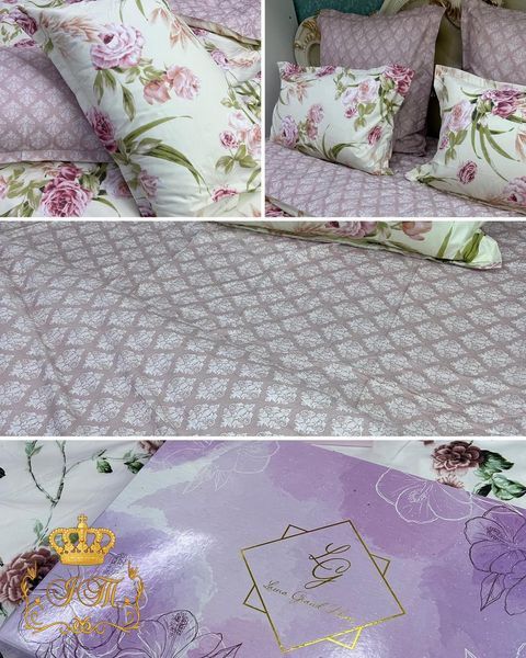 LG-12 Laura Grand Bed Linen with 4 Pillow Cases, Satin, Euro Size