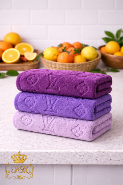 &ldquo;Louis Vuitton Purple&rdquo; Kitchen Towel Set, 3 pcs, Microfiber, 35&times;70 cm
