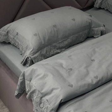 Комплект постільної білизни &ldquo;Діма&rdquo; з ковдрою та мереживом, сатин, евро розмір DM-L-02/e фото