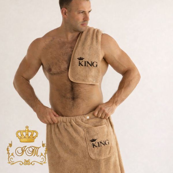 "King", Мужской набор для сауны, беж MS-06 фото