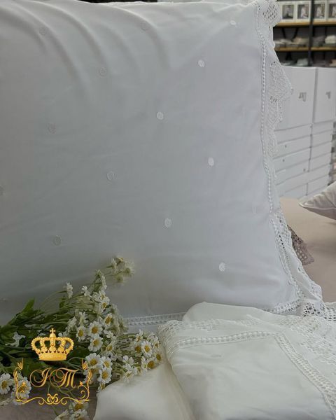 WH-61 Laura Grand 4 Seasons Bed Linen, white Satin, Euro Size