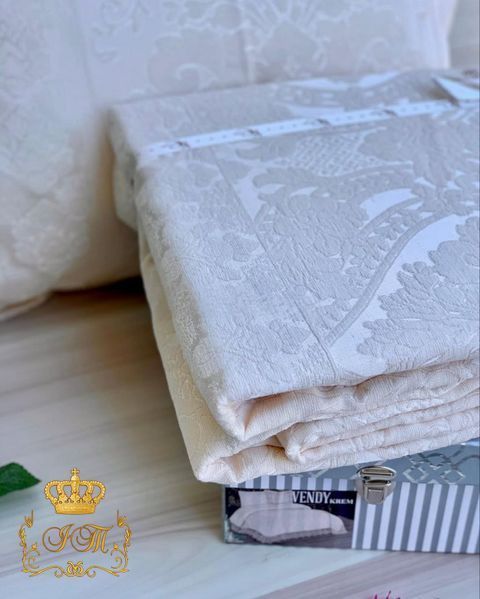 Laced Jacquard Bedspread Vendy Euro Size Turkey, Cream