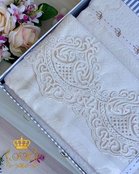 Laced Jacquard Bedspread Vendy Euro Size Turkey, Cream