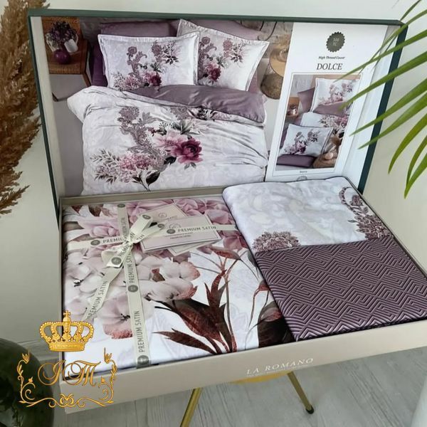DOLCHE Berry, Bed Linen with 4 Pillow Cases, Premium Satin, Euro Size