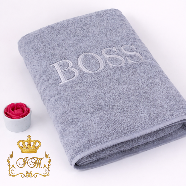 BOSS Face Towel, 50x90 cm, Grey Microfiber, China