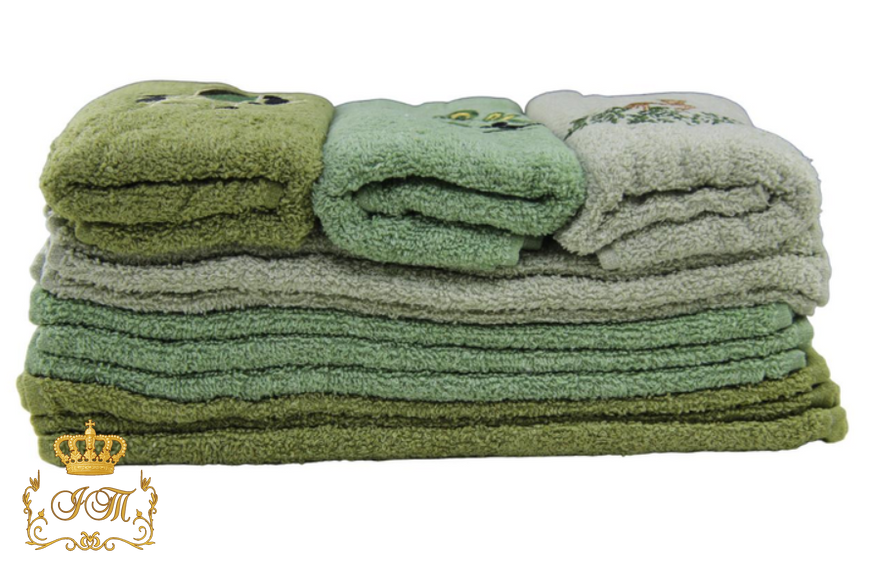 "Olives V2" Set of 3 Kitchen Towels, Terry, 35&times;70 cm