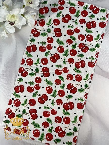 Cherry Kitchen Towel, Waffle fabric, white, 35&times;70 cm