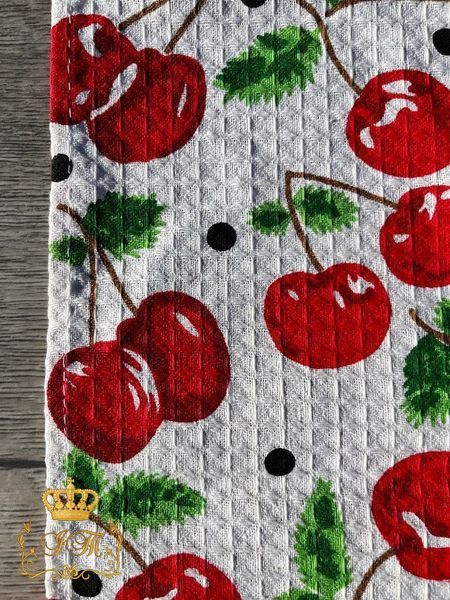 Cherry Kitchen Towel, Waffle fabric, white, 35&times;70 cm