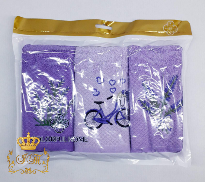"Lavender V2" Set of 3 Kitchen Towels, Terry, 35&times;70 cm
