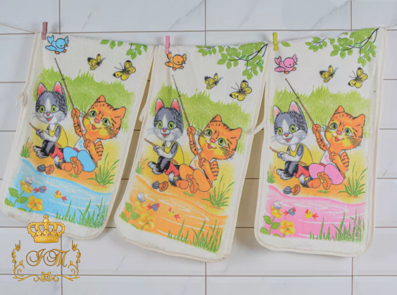 Fishing Kitten, Kitchen Towel, Microfiber, blue, 35&times;70 cm