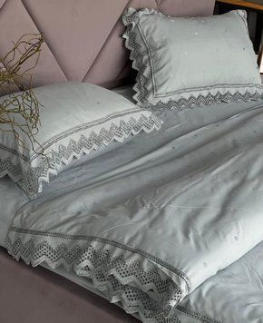 WH-61 Laura Grand 4 Seasons Bed Linen, Grey Satin, Euro Size