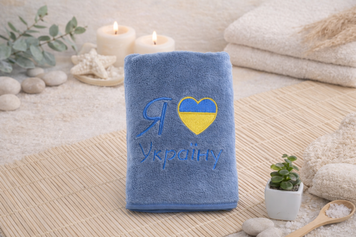Я люблю Україну, Рушник для бані, 70x140 см, синій, мікрофібра, Китай BT-M-26 фото