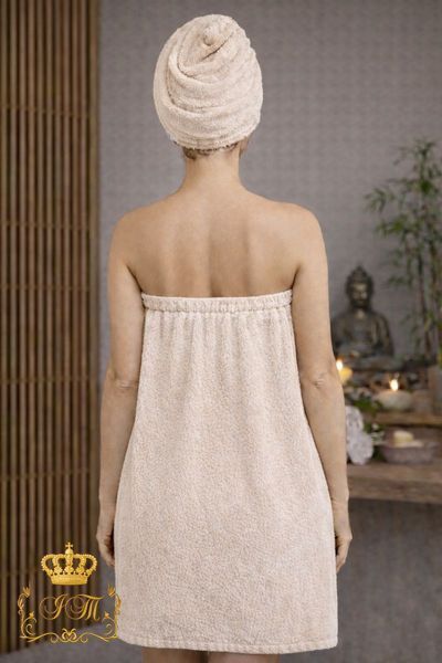 Women's sauna set "Big heart", light bej